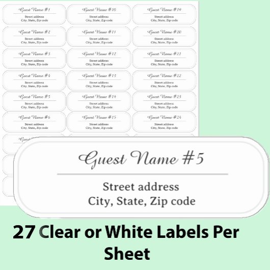 27 Custom Clear or White Wedding Guest Address  シール