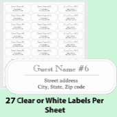 27 Custom Clear or White Wedding Guest Address  シール