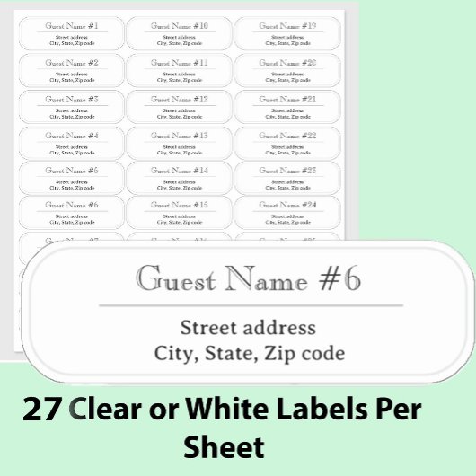 27 Custom Clear or White Wedding Guest Address  シール