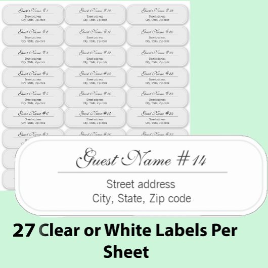 27 Wedding Guest Custom Clear or White Address  シール