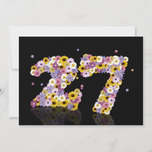 27thバースデーパーティー、花の文字 招待状 (正面)