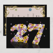 27thバースデーパーティー、花の文字 招待状 (正面/裏面)