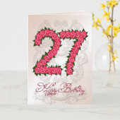 27th誕生日カード(バラと葉付) カード (黄色い花)