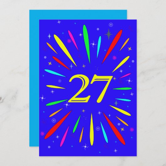 27th誕生日パーティーの招待状の爆発 招待状 (正面/裏面)