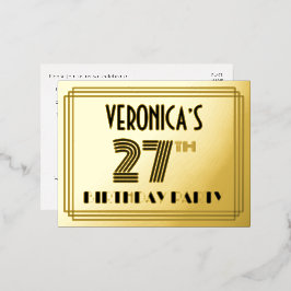 27th誕生日パーティー～アールデコスタイル"27" +名前 箔招待状ポストカード