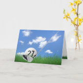 27th Birthday Golf Ball and Putter カード (黄色い花)