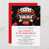 27th birthday invitations Casino theme Poker Red 招待状 (正面/裏面)