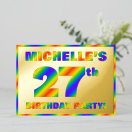 27th Birthday Party —おもしろい、レインボースペクトル「27」 箔招待状