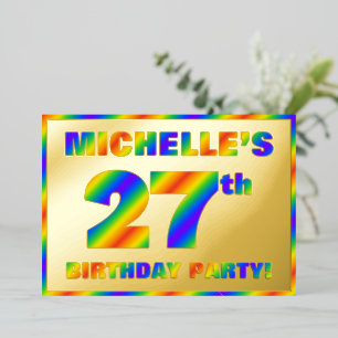 27th Birthday Party —おもしろい、レインボースペクトル「27」 箔招待状