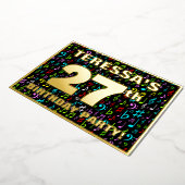 27th Birthday Party —おもしろい、音楽シカラフルンボル 箔招待状 (回転した状態)