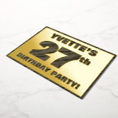 27th Birthday Party — はっきりしたWood Grainフェイク文字 箔招待状 (回転した状態)