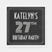 27th Birthday Party:アールデコスタイル+名前をカスタムする スタンダードランチョンナプキン (正面)