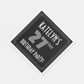 27th Birthday Party:アールデコスタイル+名前をカスタムする スタンダードランチョンナプキン (角)