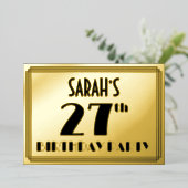 27th Birthday Party —アールデコ検索「27」 +名前 箔招待状 (立ち正面)