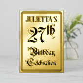 27th Birthday Party – スクリプエレガントト+名前をカスタムする 箔招待状 (立ち正面)