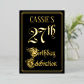 27th Birthday Party – スクリプファンシートと名前をカスタムする 箔招待状 (立ち正面)