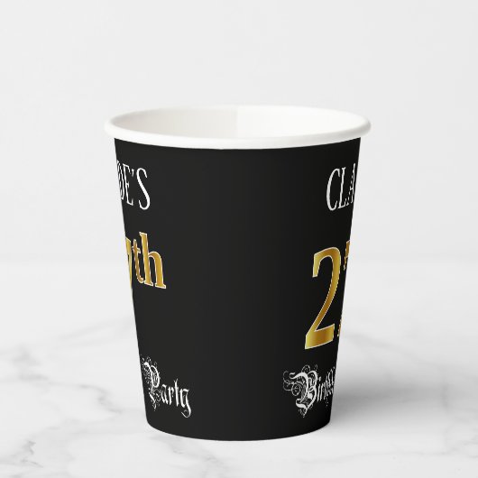 27th Birthday Party — Fancy Script, Faux Gold Look 紙コップ (左)