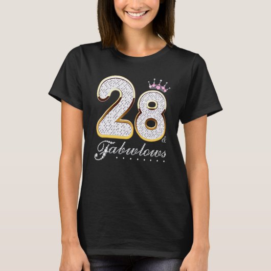 28と素晴らしい28歳28誕生日ダイヤモンドC Tシャツ (正面)