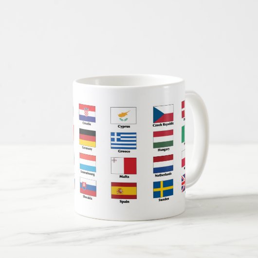 28の欧州連合EUの国家- Brexit無しの旗 コーヒーマグカップ (正面右)