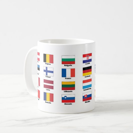 28の欧州連合EUの国家- Brexit無しの旗 コーヒーマグカップ (正面左)