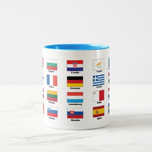 28のEU国の国旗 ツートーンマグカップ (中央)