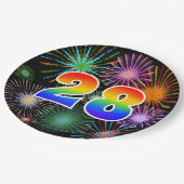 28イベント-おもしろいカラフル、はっきりした、虹28 ペーパープレート (アングル)