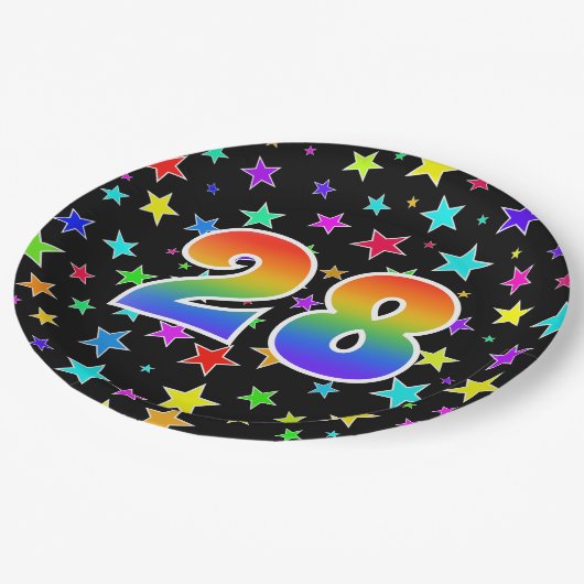 28イベント:はっきりした,おもしろい,レインボーカラフル28 ペーパープレート (アングル)
