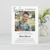 28エレガント歳の誕生日招待状メンズ写真 招待状 (スタンド正面)