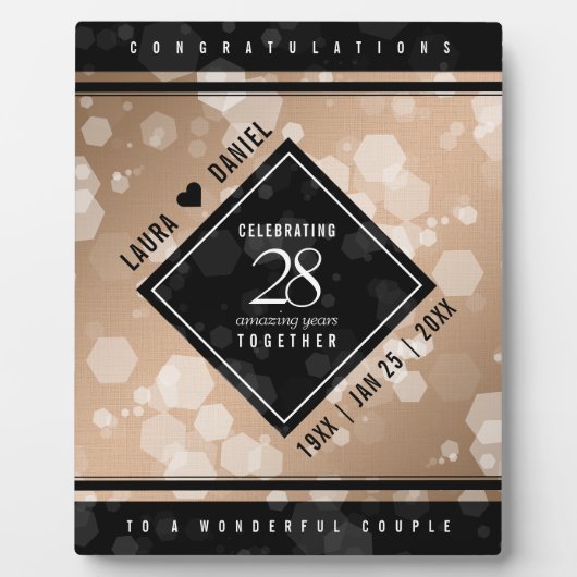 28エレガントthリネン結婚の記念日 フォトプラーク (正面)