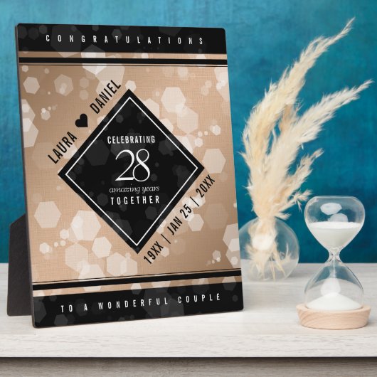 28エレガントthリネン結婚の記念日 フォトプラーク (側面)