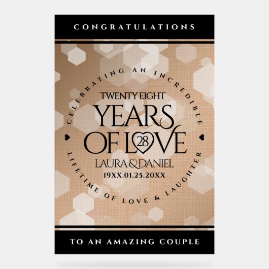 28エレガントthリネン結婚ズ記念お祝い アクリルサイン (正面)