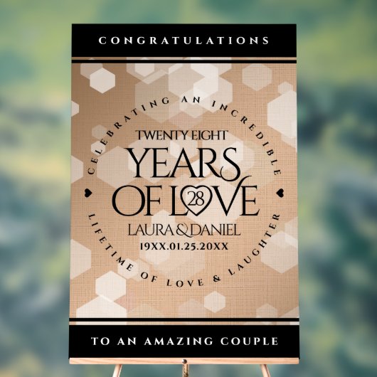 28エレガントthリネン結婚ズ記念お祝い アクリルサイン (ニュートラル)