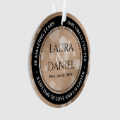 28エレガントthリネン結婚ズ記念お祝い オーナメント (正面)