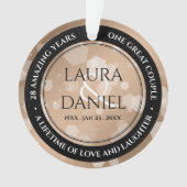 28エレガントthリネン結婚ズ記念お祝い オーナメント (正面)