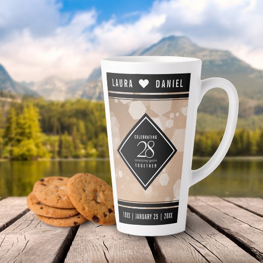 28エレガントthリネン結婚ズ記念お祝い カフェラテマグ