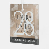 28エレガントthリネン結婚ズ記念お祝い ガラスオーナメント (正面左)