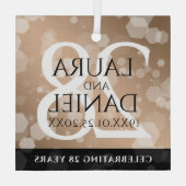 28エレガントthリネン結婚ズ記念お祝い ガラスオーナメント (裏面)