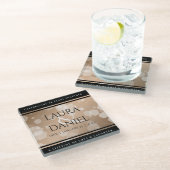 28エレガントthリネン結婚ズ記念お祝い ガラスコースター (アングル)