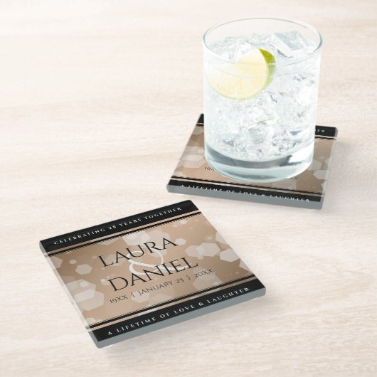 28エレガントthリネン結婚ズ記念お祝い ガラスコースター (アングル)