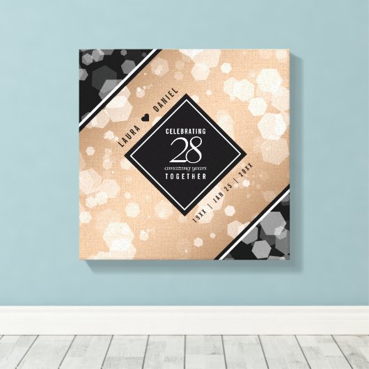28エレガントthリネン結婚ズ記念お祝い キャンバスプリント (インサイチュ (ウッドフロア))