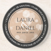 28エレガントthリネン結婚ズ記念お祝い コースター (正面)