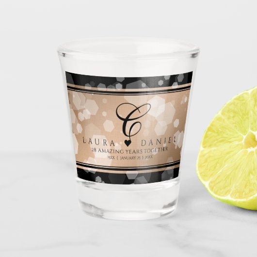 28エレガントthリネン結婚ズ記念お祝い ショットグラス (正面)