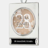 28エレガントthリネン結婚ズ記念お祝い シルバープレートバナーオーナメント (左)