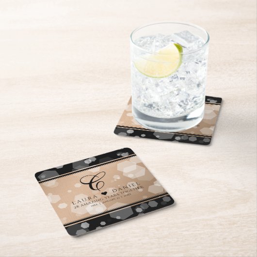 28エレガントthリネン結婚ズ記念お祝い スクエアペーパーコースター (インサイチュ)