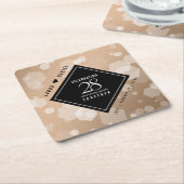 28エレガントthリネン結婚ズ記念お祝い スクエアペーパーコースター (アングル)