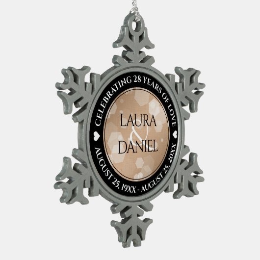 28エレガントthリネン結婚ズ記念お祝い スノーフレークピューターオーナメント (左)