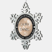 28エレガントthリネン結婚ズ記念お祝い スノーフレークピューターオーナメント (右)