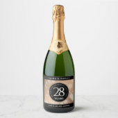 28エレガントthリネン結婚ズ記念お祝い スパークリングワインラベル (正面)