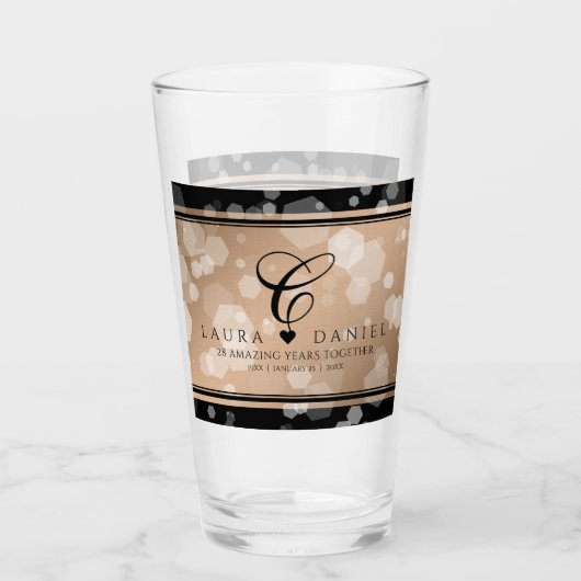 28エレガントthリネン結婚ズ記念お祝い タンブラーグラス (正面)