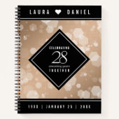 28エレガントthリネン結婚ズ記念お祝い ノートブック (正面)